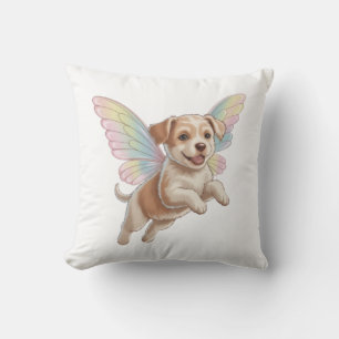Cute Puppy with Glowing Fairy Wings — Magical Pet Throw Pillow