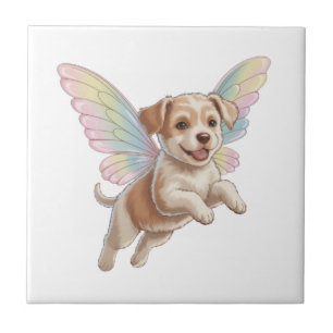 Cute Puppy with Glowing Fairy Wings — Magical Pet Tile