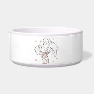 Cute Puppy with Happy Kid Cartoon