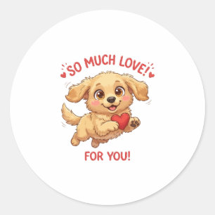 Cute Puppy with Heart Illustration Classic Round Sticker