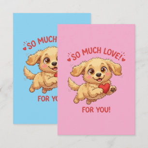 Cute Puppy with Heart Illustration Thank You Card