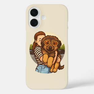 Cute Puppy with Heart Sunglasses  iPhone 16 Case
