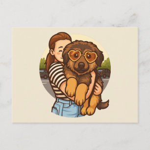 Cute Puppy with Heart Sunglasses Postcard