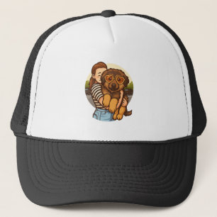Cute Puppy with Heart Sunglasses  Trucker Hat