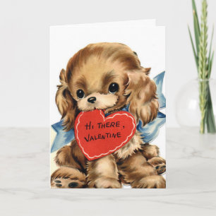 Cute Puppy with Red Heart Valentine's Day Card
