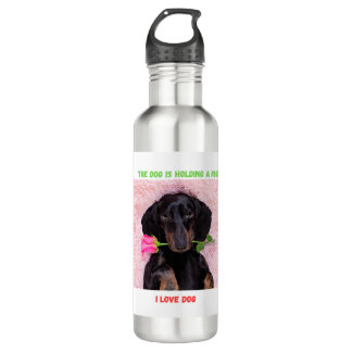Cute Puppy with Rose Kids' Water Bottle
