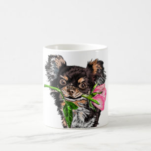 Cute Puppy with Rose - Romantic Coffee Mug
