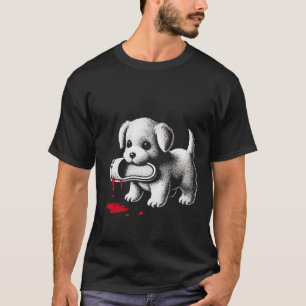 Cute Puppy with Slipper Shirt Dark Humor Dog Lover