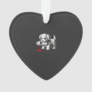 Cute Puppy with Slipper Shirt Dark Humor Dog Lover Ornament