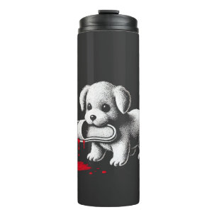 Cute Puppy with Slipper Shirt Dark Humour Dog Love Thermal Tumbler