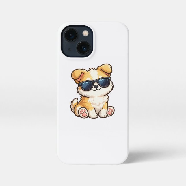 Cute Puppy with Sunglasses Kawaii Design iPhone Case (Back)