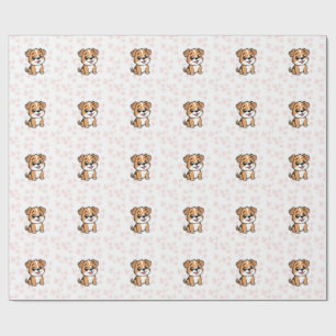 Cute Puppy Wrapping Paper – Pink Floral Design
