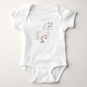 Cute Pure White Unicorn Lifting Hoof & Looking Bac Baby Bodysuit