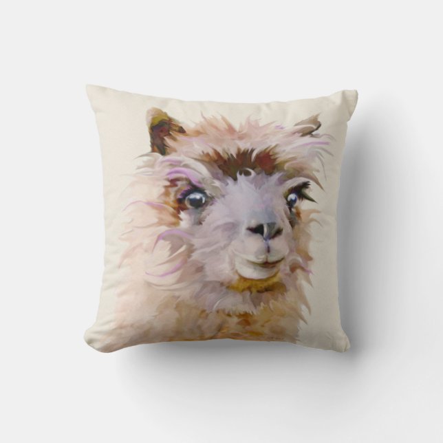 Cute purple alpaca throw pillow (Front)
