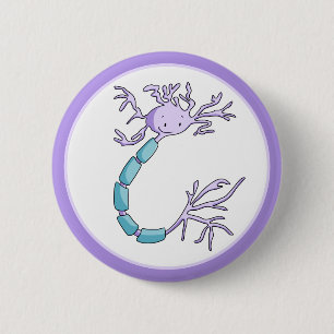 Cute Purple and Green Neuron Cell Illustrated 2 Inch Round Button