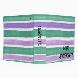 Cute Purple and Green Stripes Modern Personalized Binder