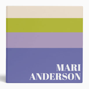Cute Purple and Green Stripes Modern Personalized Binder