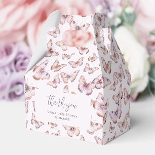 Cute Purple and Pink Butterfly Baby Shower Gable Favor Box