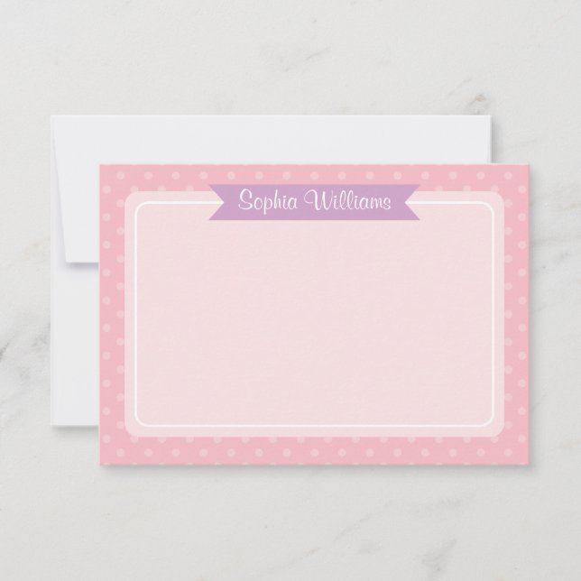 Cute Purple and Pink Polka Dot Personalized Name Card (Front)