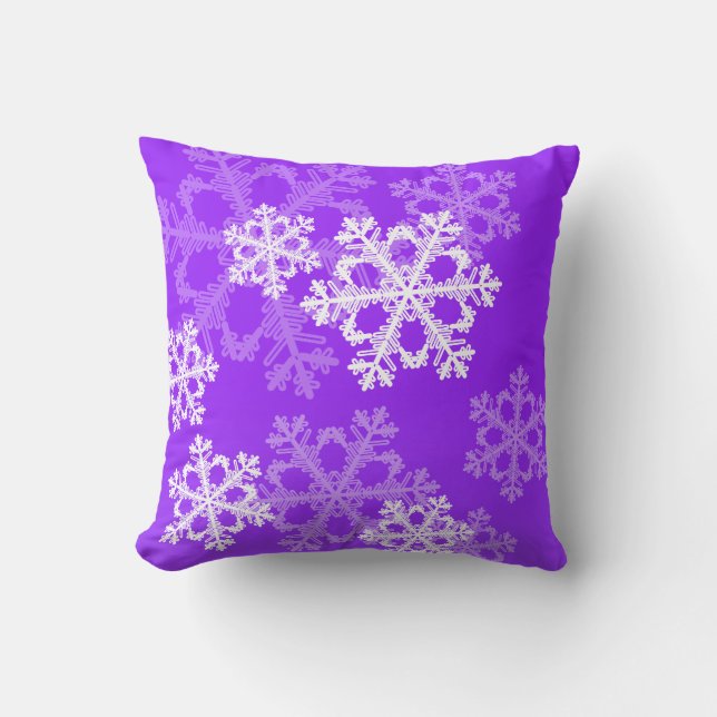 Cute purple and white Christmas snowflakes Throw Pillow (Front)