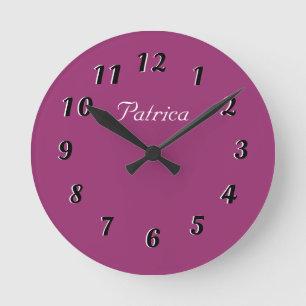 Cute Purple and White Personalized Wall Clock