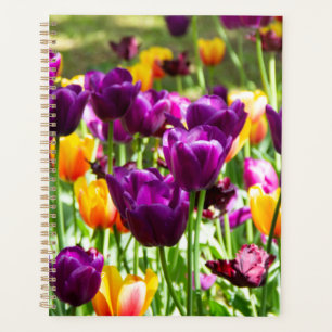 Cute purple and yellow tulips planner