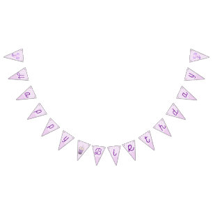 Cute Purple Axolotl Boba Tea Kids Birthday Bunting Flags