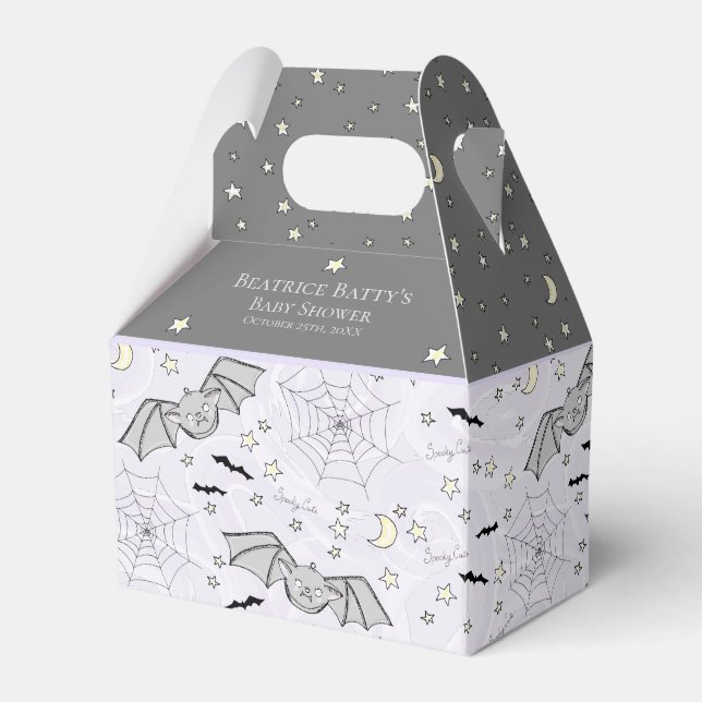 Cute Purple Baby Bats Halloween Favor Box (Front Side)
