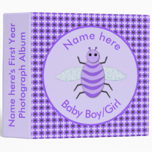 Cute Purple Baby Bee First Year Photograph Album Binder