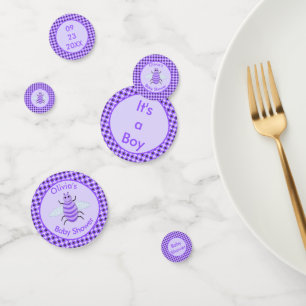 Cute Purple Baby Bee Gender Neutral Baby Shower Confetti