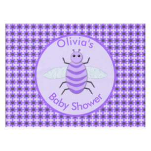 Cute Purple Baby Bee Gender Neutral Baby Shower Tablecloth
