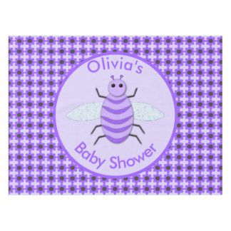 Cute Purple Baby Bee Gender Neutral Baby Shower Tablecloth