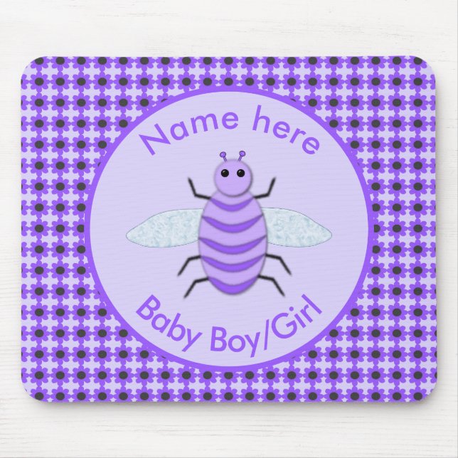 Cute Purple Baby Bee Gender Neutral Mouse Pad (Front)