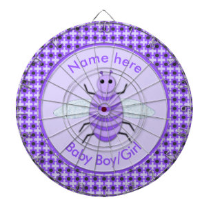 Cute Purple Baby Bee Gender Reveal Neutral Custom Dartboard
