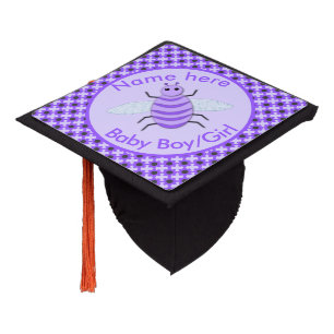 Cute Purple Baby Bee Gender Reveal Neutral Custom Graduation Cap Topper