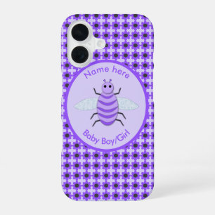 Cute Purple Baby Bee Gender Reveal Neutral Custom iPhone 16 Case