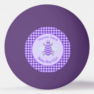 Cute Purple Baby Bee Gender Reveal Neutral Custom Ping Pong Ball