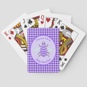 Cute Purple Baby Bee Gender Reveal Neutral Custom Playing Cards