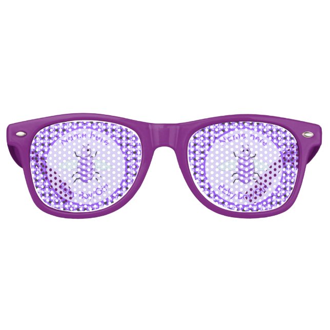 Cute Purple Baby Bee Gender Reveal Neutral Custom Retro Sunglasses (Front)