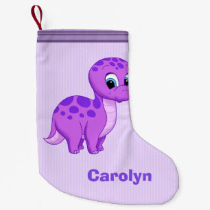 Cute Purple Baby Brontosaurus Dinosaur Small Christmas Stocking