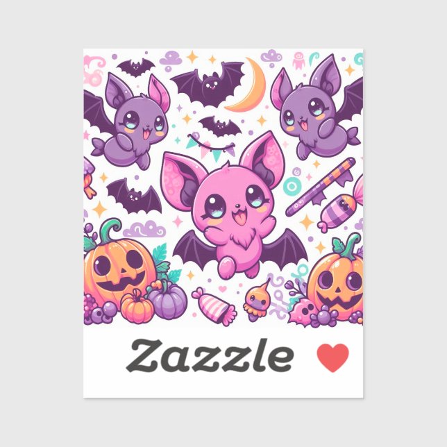 Cute purple bats halloween candy (Sheet)