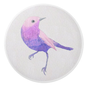 Cute Purple Bird Ceramic Knob