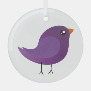 cute purple bird glass ornament