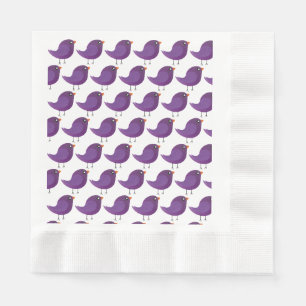 Cute Purple Bird Illustration Napkin