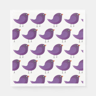 Cute Purple Bird Illustration Napkin