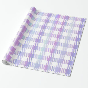 Cute Purple Blue Iridescent Gingham Pattern  Wrapping Paper