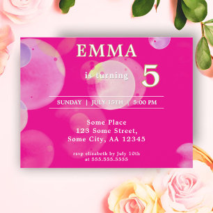 Cute Purple Bubbles Kids Birthday Party Invitation Postcard