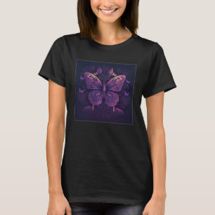 Cute Purple Butterfly Illustration Retro Minimal W T-Shirt