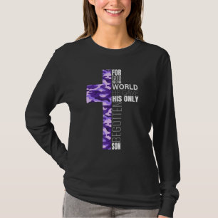 Cute Purple Camo Christian Cross Women Men Kids Ve T-Shirt