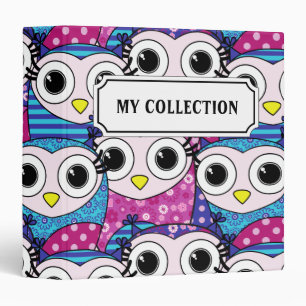 Cute purple cartoon owls seamless pattern binder